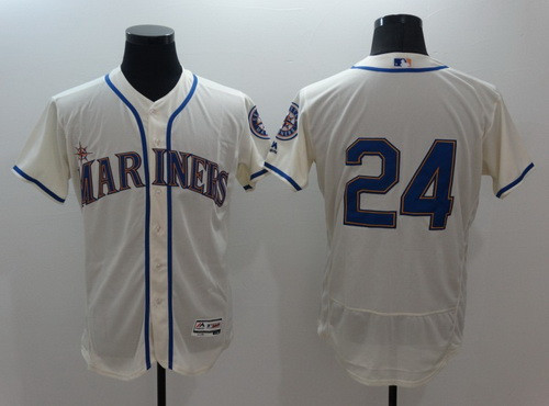 Ken Griffey Jr #24 Seattle Mariners Majestic Mens 2016 Retired Flexbase Limited Baseball Jersey - Cream