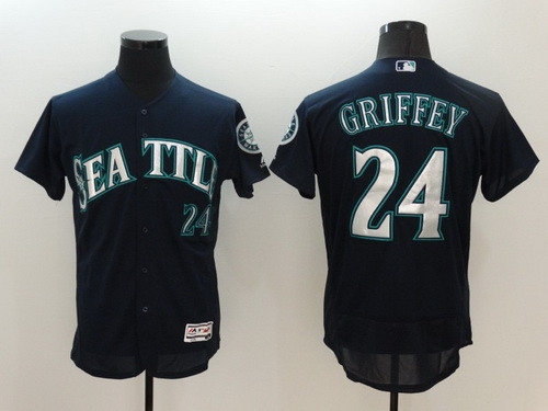 Ken Griffey Jr #24 Seattle Mariners Majestic Mens 2016 Retired Flexbase Limited Baseball Jersey - Navy Blue