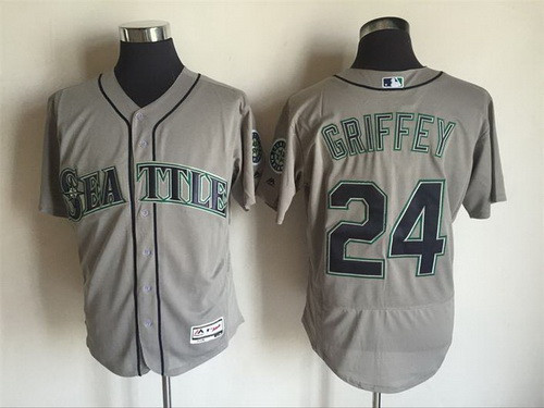 Ken Griffey Jr #24 Seattle Mariners Majestic Mens 2016 Retired Road Flexbase Limited Baseball Jersey - Gray