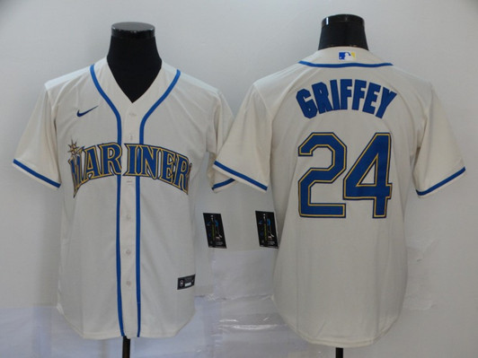 Ken Griffey Jr #24 Seattle Mariners Nike Mens Limited Cool Base Jersey - Cream