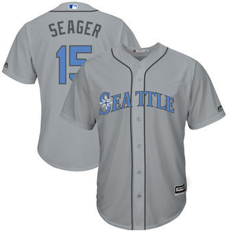 Kyle Seager #15 Seattle Mariners Majestic Mens Fathers Day Cool Base Limited Jersey - Gray