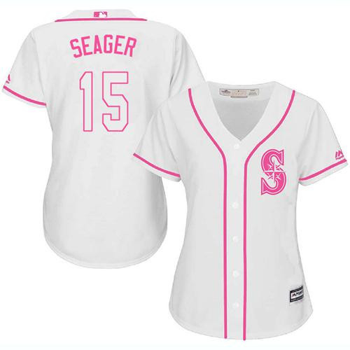 Kyle Seager #15 Seattle Mariners Womens Fashion Limited Baseball Jersey - White Pink
