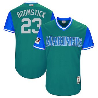 Nelson Cruz #23 Seattle Mariners Majestic Mens 2018 Boomstick Players Weekend Authentic Jersey - Aqua
