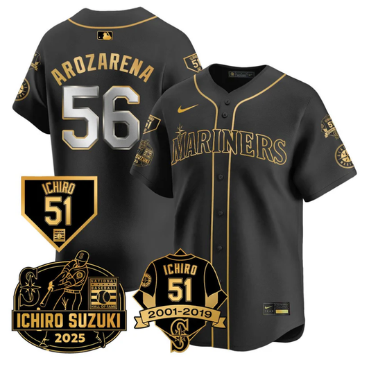 Randy Arozarena #56 Seattle Mariners Ichiro Suzuki Limited Jersey - Black Gold