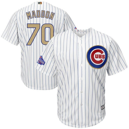 Chicago Cubs Joe Maddon #40 White Stripes 2016 Cubs Championship Gold Edition Jersey
