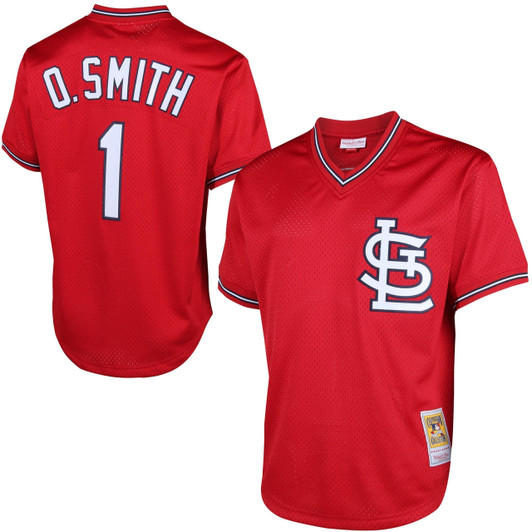 Ozzie Smith #1 St. Louis Cardinals Mitchell Ness Cooperstown Mesh Limited Batting Practice Jersey - Red