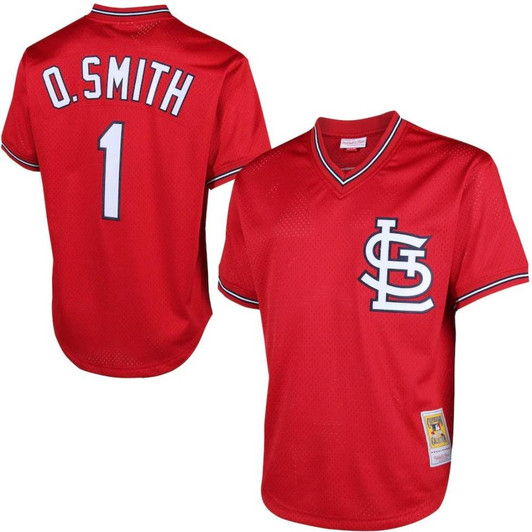 Ozzie Smith #1 St. Louis Cardinals Throwback Mesh Pullover Limited Jersey - Red