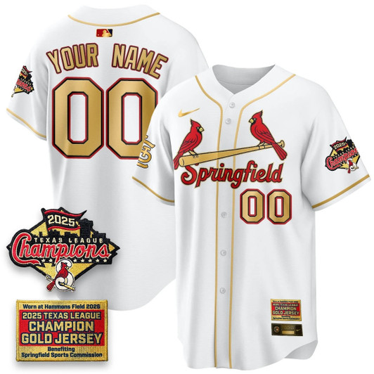 St. Louis Cardinals Men Springfield'S Championship Limited Custom Jerseys Jersey - Gold