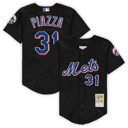 New York Mets Mike Piazza Mitchell & Ness Black Cooperstown Collection Mesh Baseball Jersey Mlb Baseball Jersey963