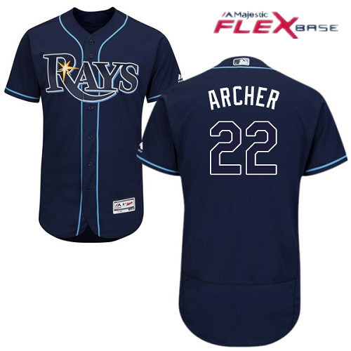 Chris Archer #22 Tampa Bay Rays Majestic Mens Alternate Limited Flex Base Jersey - Navy Blue