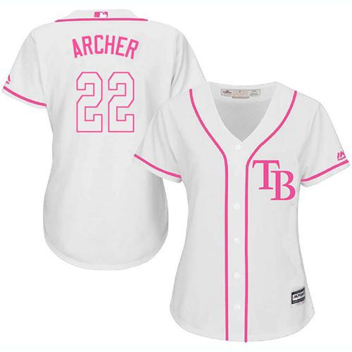 Chris Archer #22 Tampa Bay Rays Womens Fashion Limited Baseball Jersey - White Pink