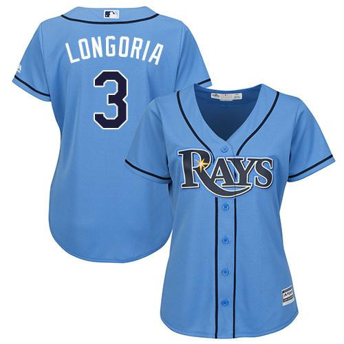 Evan Longoria #3 Tampa Bay Rays Womens Alternate Limited Baseball Jersey - Light Blue