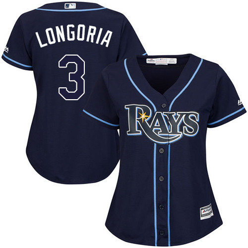 Evan Longoria #3 Tampa Bay Rays Womens Dark Alternate Limited Baseball Jersey - Blue