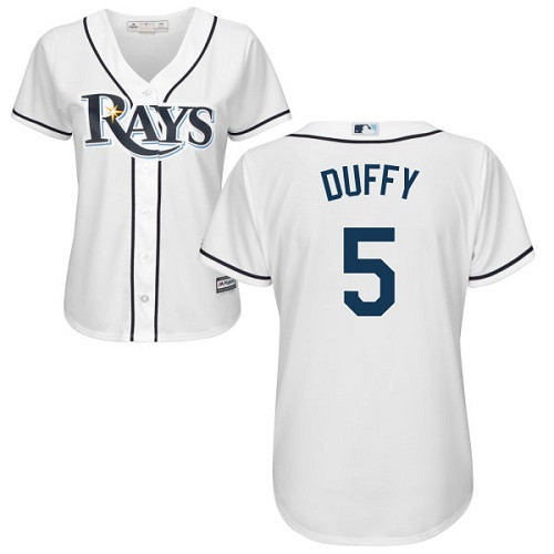 Matt Duffy #5 Tampa Bay Rays Womens Home Limited Baseball Jersey - White