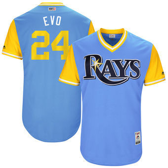 Nathan Eovaldi #17 Tampa Bay Rays Majestic Mens 2017 Evo Players Weekend Authentic Jersey - Light Blue