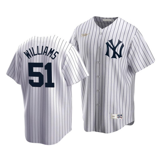 MenS New York Yankees Bernie Williams #51 Cooperstown Collection White Home Jersey