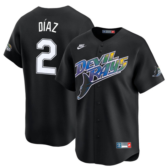 Yandy Diaz #2 Tampa Bay Rays Cooperstown Limited Jersey - Black