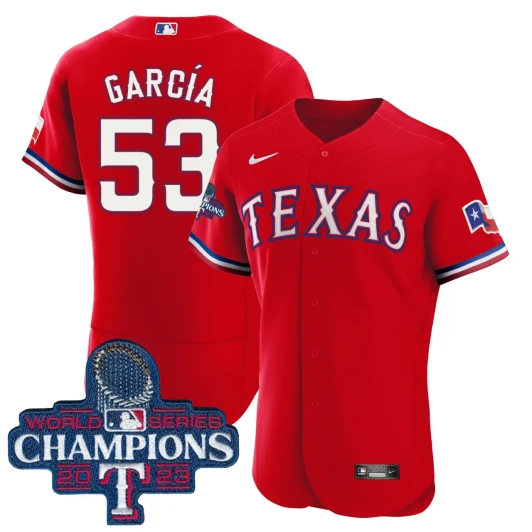 Adolis Garcia #53 Texas Rangers 2023 World Series Champions Limited Jersey - Red