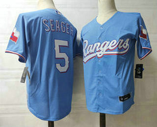 Corey Seager #5 Texas Rangers Nike Mens Limited Cool Base Jersey - Light Blue