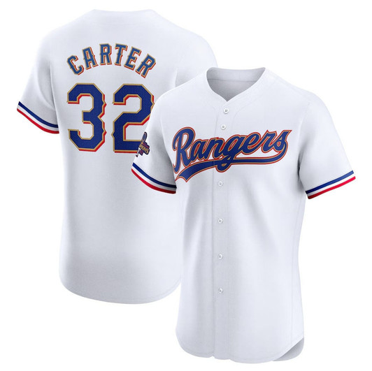 Evan Carter #32 Texas Rangers 2024 Elite White Ba Player Jersey - Gold