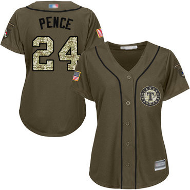Hunter Pence #24 Texas Rangers Womens Salute To Service Limited Baseball Jersey - Green