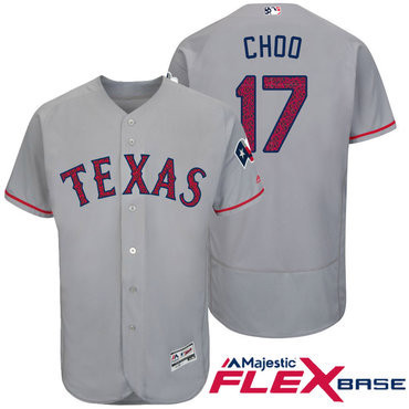 Independence Day #17 Texas Rangers Majestic Mens Shin Soo Choo Stars Stripes Fashion Limited Flex Base Jersey - Gray
