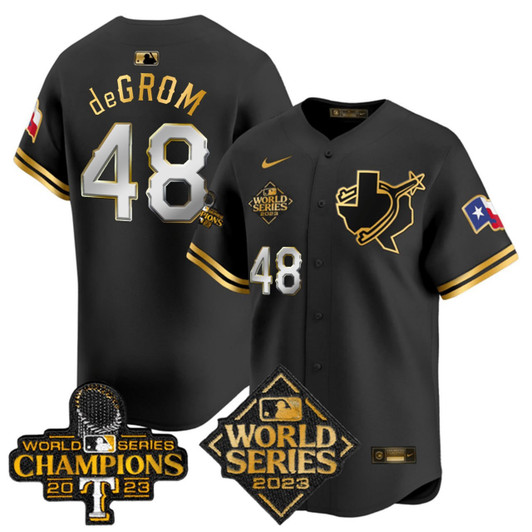 Jacob Degrom #48 Texas Rangers 2023 World Series Champions Limited Jersey - Black Gold