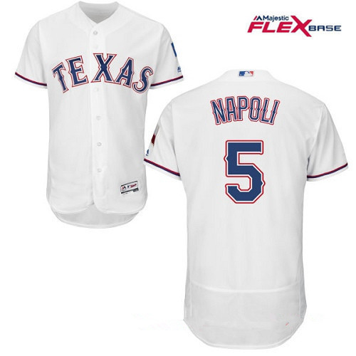 Mike Napoli #5 Texas Rangers Majestic Mens Home Limited Flex Base Jersey - White