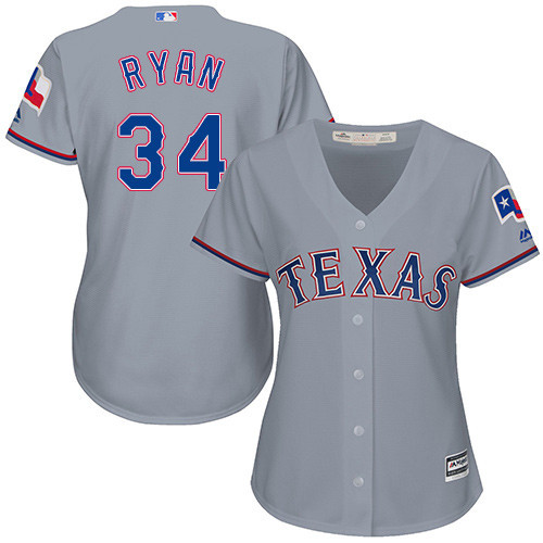 Nolan Ryan #34 Texas Rangers Womens Road Limited Baseball Jersey - Grey