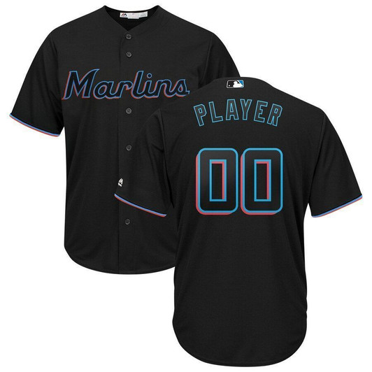 Miami Marlins Majestic Alternate 2021 Cool Base Custom Jersey Black 2021