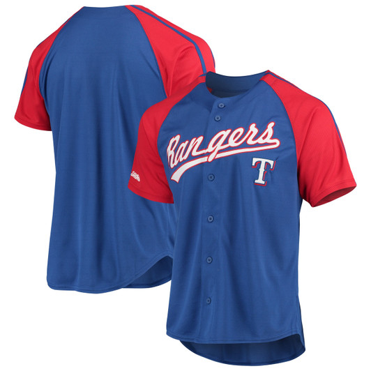 Texas Rangers Stitches Button-Down Raglan Limited Jersey - Royal