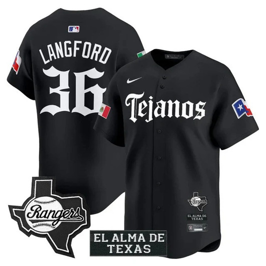 Wyatt Langford Texas Rangers Mexico Tejano Barrio Limited Jersey - Black