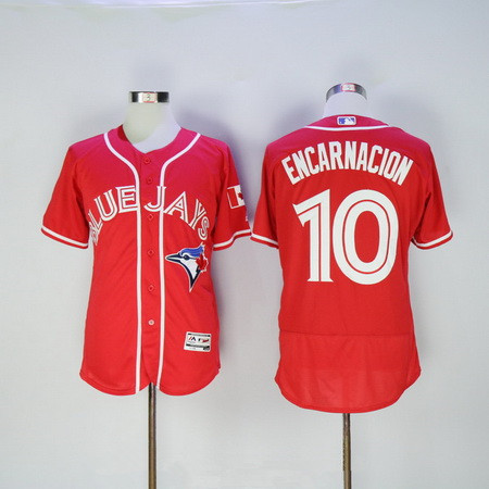 Edwin Encarnacion #10 Toronto Blue Jays Majestic Mens 2016 Canada Day Limited Flex Base Jersey - Red