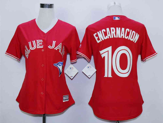 Edwin Encarnacion #10 Toronto Blue Jays Womens Women Limited Cool Base Jersey - Red