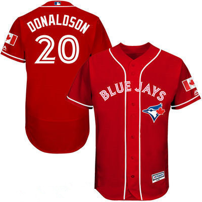 Josh Donaldson #20 Toronto Blue Jays Majestic Mens 2016 Canada Day Limited Flex Base Jersey - Red