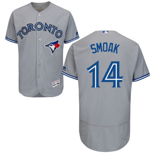 Justin Smoak #14 Toronto Blue Jays Majestic Mens 2016 Road Flexbase Limited Baseball Jersey - Gray