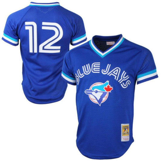 Roberto Alomar #12 Toronto Blue Jays Throwback Mesh Pullover Limited Jersey - Blue