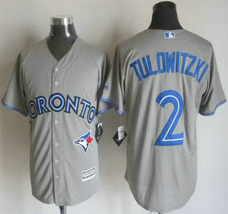 Troy Tulowitzki #2 Toronto Blue Jays Mens 2015 Away Limited Cool Base Jersey - Gray