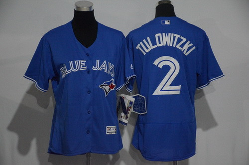Troy Tulowitzki #2 Toronto Blue Jays Womens 2016 Flexbase Limited Baseball Jersey - Royal Blue