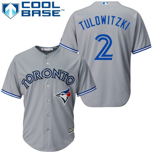 Troy Tulowitzki #2 Toronto Blue Jays Womens Grey Road Limited Baseball Jersey - Blue