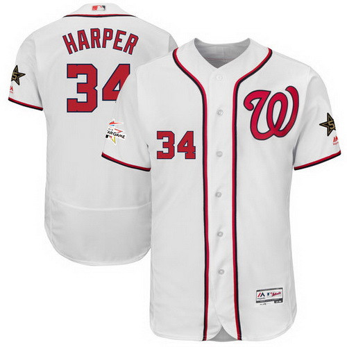 Bryce Harper #34 Washington Nationals Majestic Mens 2017 Star Game Worn Flex Base Jersey - White