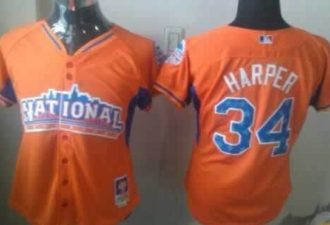 Bryce Harper #34 Washington Nationals Womens 2013 Star Limited Jersey - Orange