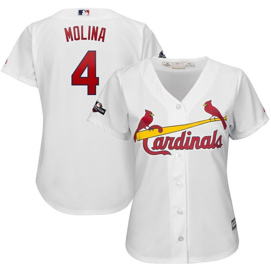 Yadier Molina St. Louis Cardinals Majestic Womens 2019 Postseason Official Cool Base Player Jersey White