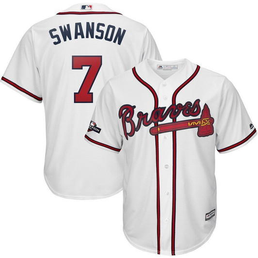 Dansby Swanson Atlanta Braves Majestic 2021 Postseason Official Cool Base Player Jersey Jersey White