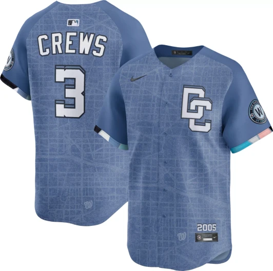 Dylan Crews #3 Washington Nationals Nike Men'S City Connect Limited Vapor Jersey - Blue