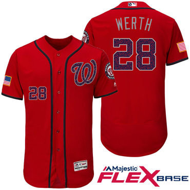Independence Day #28 Washington Nationals Majestic Mens Jayson Werth Stars Stripes Fashion Limited Flex Base Jersey - Red