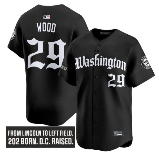James Wood #29 Washington Nationals Gothic Capitol Edition Limited Jersey - Black