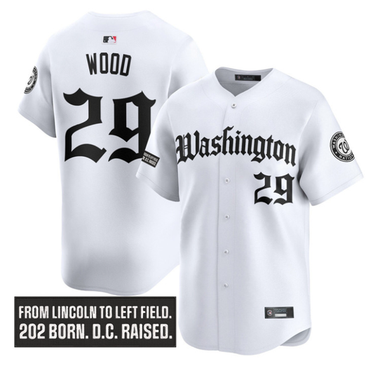 James Wood #29 Washington Nationals Gothic Capitol Edition Limited Jersey - White