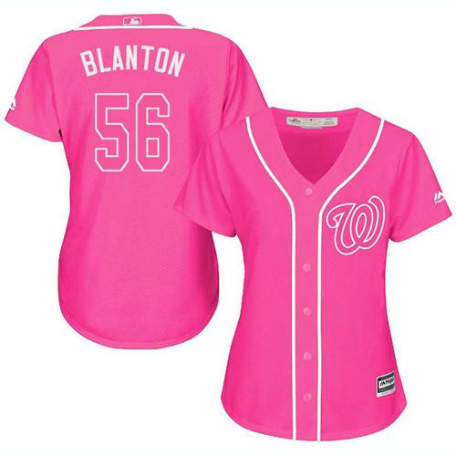 Joe Blanton #56 Washington Nationals Womens Fashion Limited Baseball Jersey - Pink