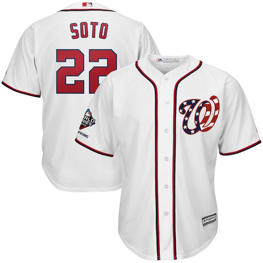 Juan Soto #22 Washington Nationals Majestic 2019 World Series Champions Alternate Cool Base Bar Patch Limited Player Jersey - White